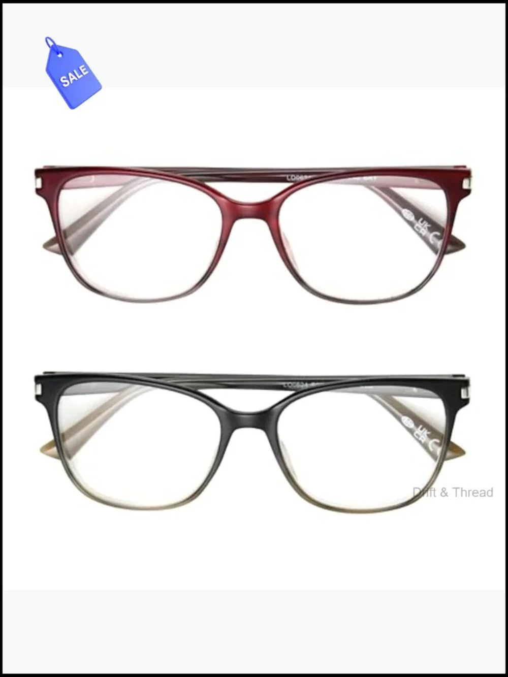 2-Pack Reading Glasses Cat-Eye Spring Hinges Case Included